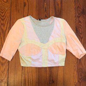 Stretch crop top with sleeves